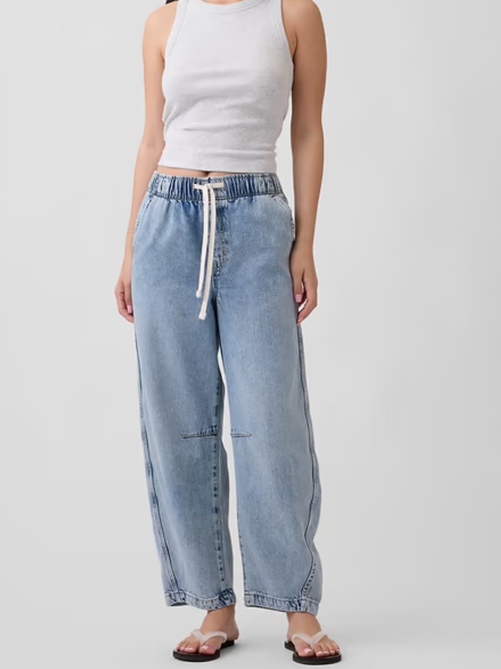 Gap Factory Mid Rise SuperSoft Pull On Barrel Jeans